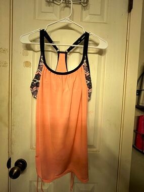 Peach Racerback Tank with Printed Side Panels